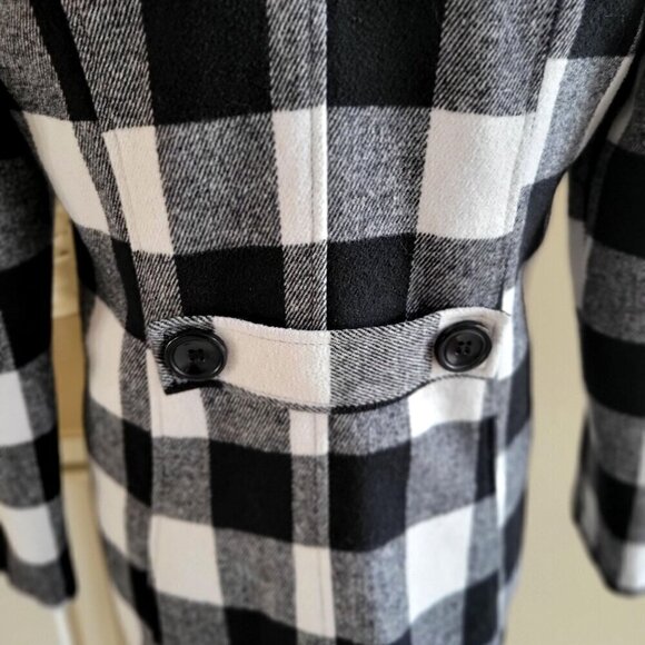 Black & White Plaid Double-Breasted Peacoat Jacket By Me Jane M - Picture 5 of 7